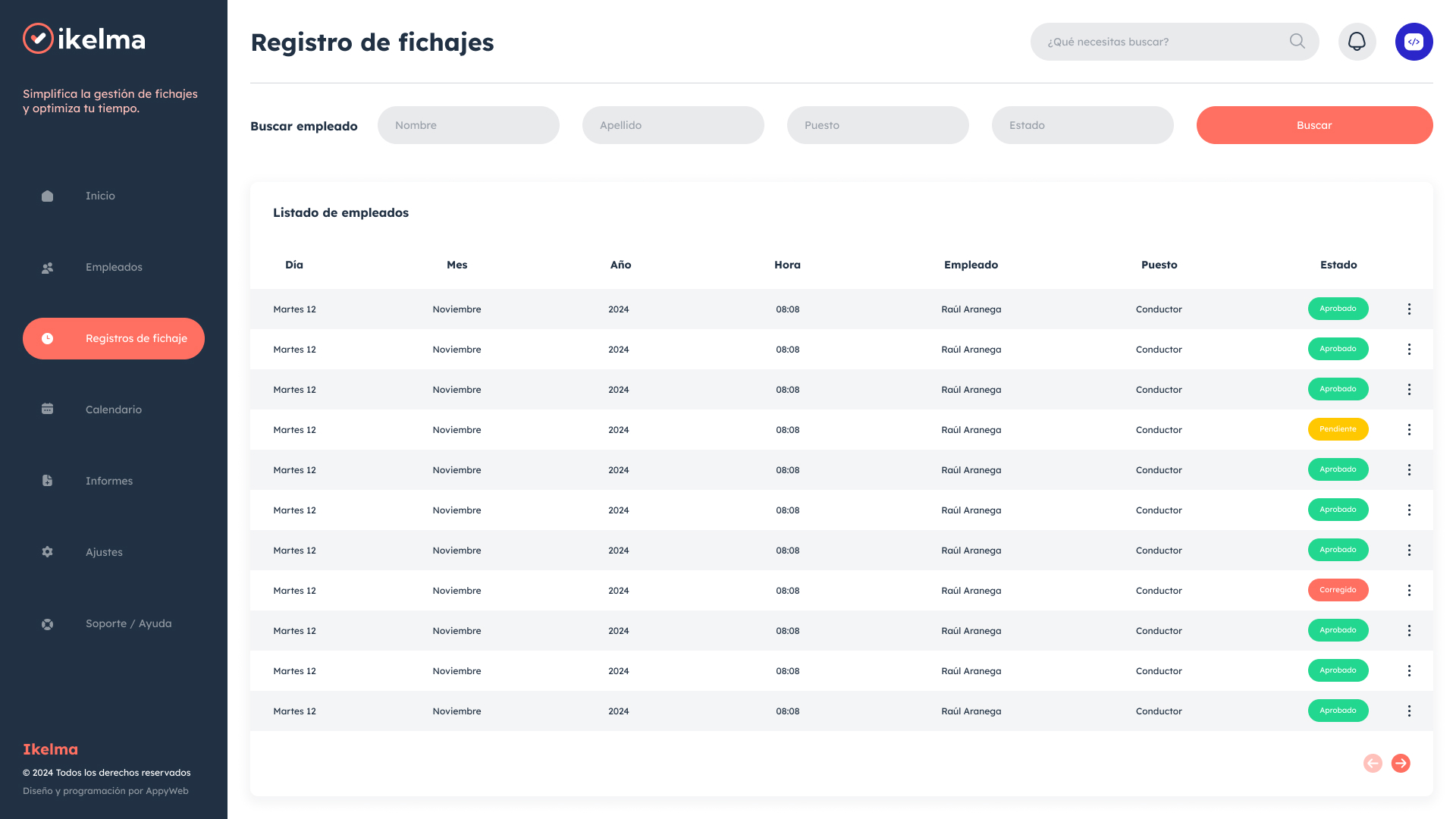 Registro de Fichaje Ikelma